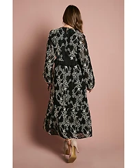 Coast Women's Long Sleeve Broderie Floral Midaxi Dress