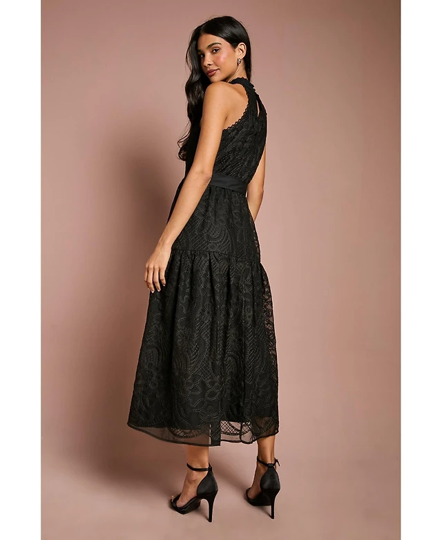 Coast Women's Lace Organza Belted Halter Midi Dress | Arden Fair