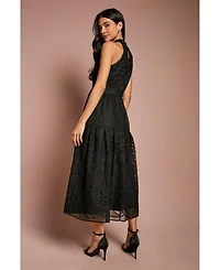 Coast Women's Lace Organza Belted Halter Midi Dress