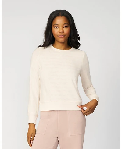 Cable & Gauge Women's Crewneck Tonal Stripe Pullover Sweatshirt