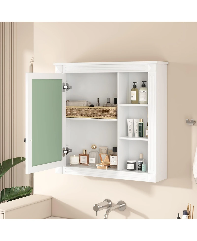 Casainc Wall-Mounted Medicine Cabinet with Mirror and Storage Organizer, Bathroom Space Saver