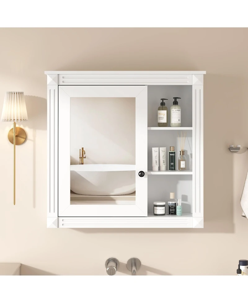 Casainc Wall-Mounted Medicine Cabinet with Mirror and Storage Organizer, Bathroom Space Saver
