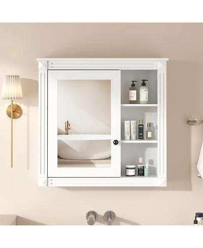 Casainc Wall-Mounted Medicine Cabinet with Mirror and Storage Organizer, Bathroom Space Saver