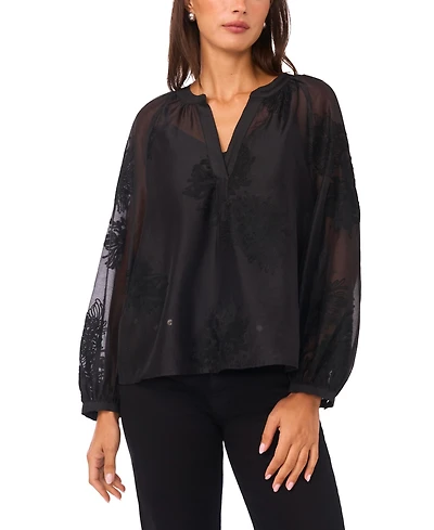 Vince Camuto Women's Half-Placket Raglan Long Sleeve Top