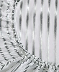 Tommy Hilfiger Cass Park Mix Check Stripe Contrast Hem 200-Thread Count Cotton -Pc. Sheet Set