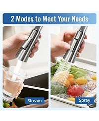 304 Stainless Steel Pull-Down Kitchen Faucet with 360° Rotation and Dual Water Modes