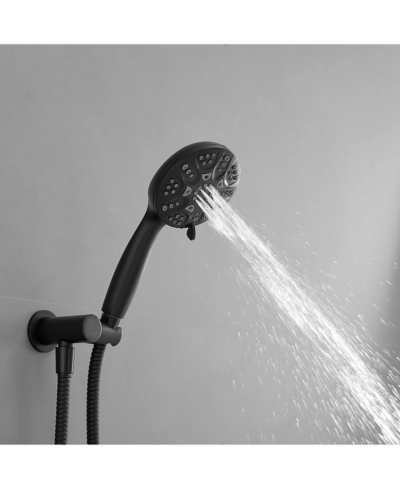 Single-Handle 1-Spray Round Rain Shower Faucet with Dual Function Pressure Balance Valve in Matte Black (Valve Included)