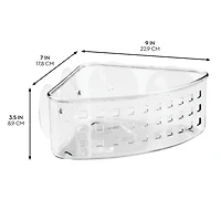 iDesign Plastic Suction Corner Shower Basket for Bathroom