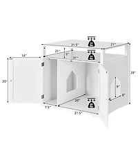 Gymax Wooden Cat Litter Box Enclosure Hidden Cat Washroom w/ Storage Layer