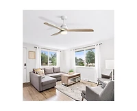 Sofucor 60-inch Modern Minimalist Style White 3-Blade Ceiling Fan with Led Light, Remote Control and Timing Function