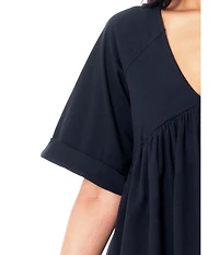 Dai Moda Women's Annie Double Vneck Wide Sleeve Dress