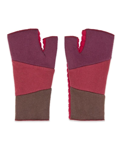 Feelgoodz Women's Artisan Crafted Fleece Lined Color Block Fingerless Gloves