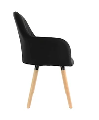 Elama 2 Piece Fabric Tufted Chair in Black with Wooden Legs