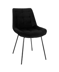 Elama 2 Piece Tufted Chair in Black with Metal Legs