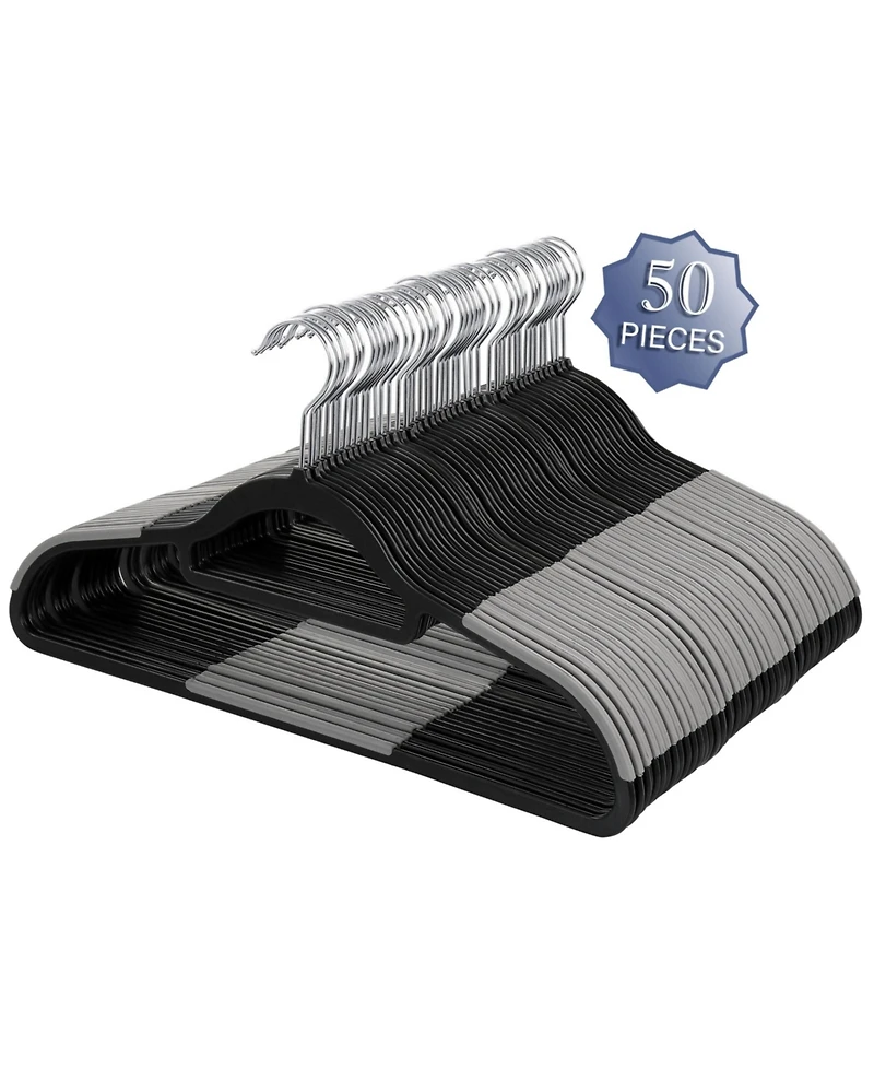 Elama Home 50 Piece Plastic Non Slip Hanger in Black and Gray