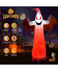 8 Ft Halloween Inflatable White Ghost with Rotatable Flame Led Lights