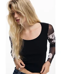 Desigual Women's Chiffon sleeve T-shirt