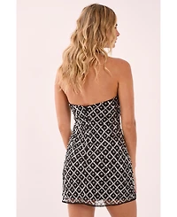 Nasty Gal Women's Grid Lace Up Front Mini Dress