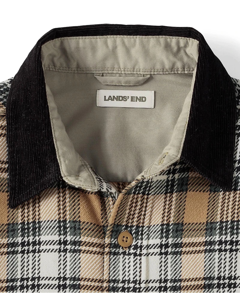 Lands' End Men's Authentic Flannel Shirt with Corduroy Collar