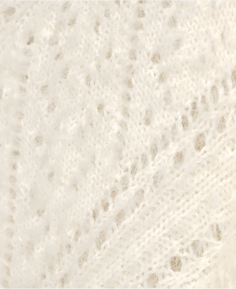 Lands' End Plus Eyelash Fuzzy Pointelle Puff Sleeve Sweater