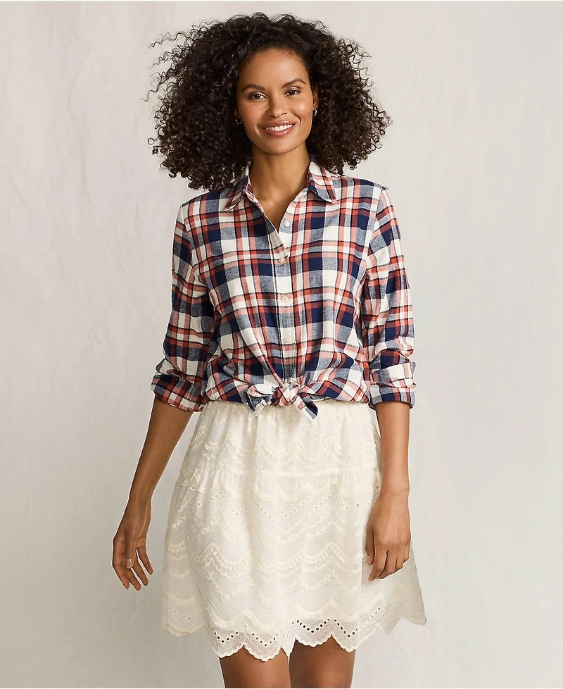Lands' End Women's Petite Flannel Boyfriend Fit Long Sleeve Shirt