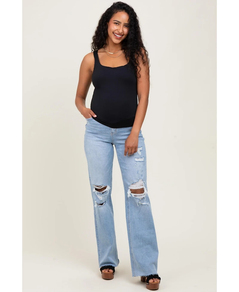 Pinkblush Maternity Light Blue 90'S Vintage Super High Rise Flare Maternity Jeans