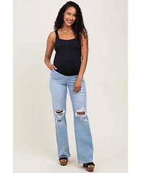 Pinkblush Maternity Light Blue 90'S Vintage Super High Rise Flare Maternity Jeans