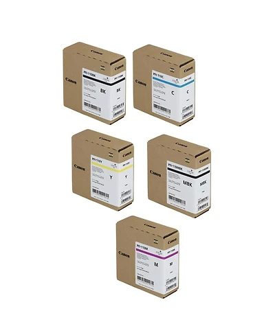 Canon Pfi-110 Pigment Ink Tank Kit (Matte Black, Black, Cyan, Magenta, Yellow) in Retail Packaging