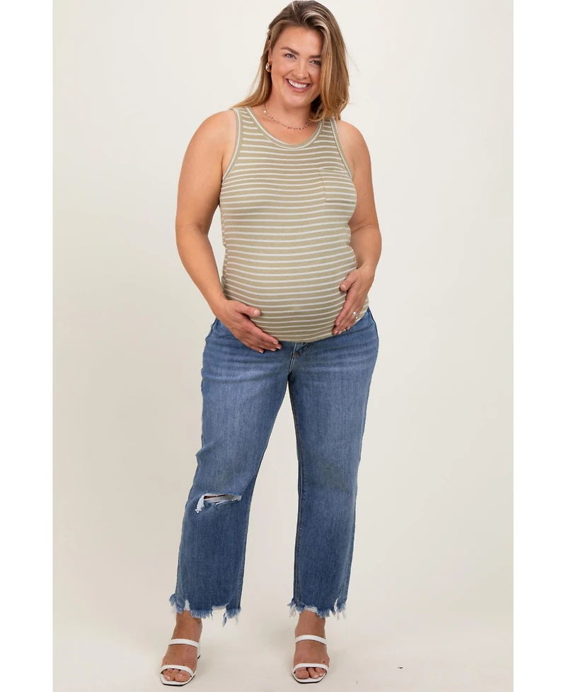 Pinkblush Maternity Blue Distressed Open Knee Relaxed Straight Leg Jeans
