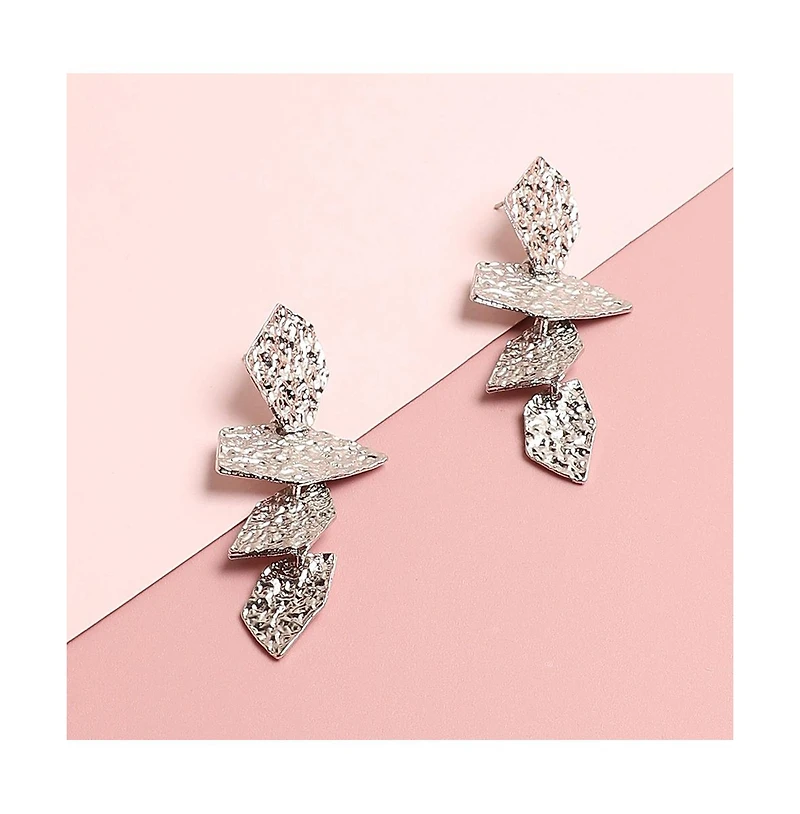 Sohi Women's White Dented Drop Earrings