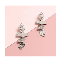 Sohi Women's White Dented Drop Earrings