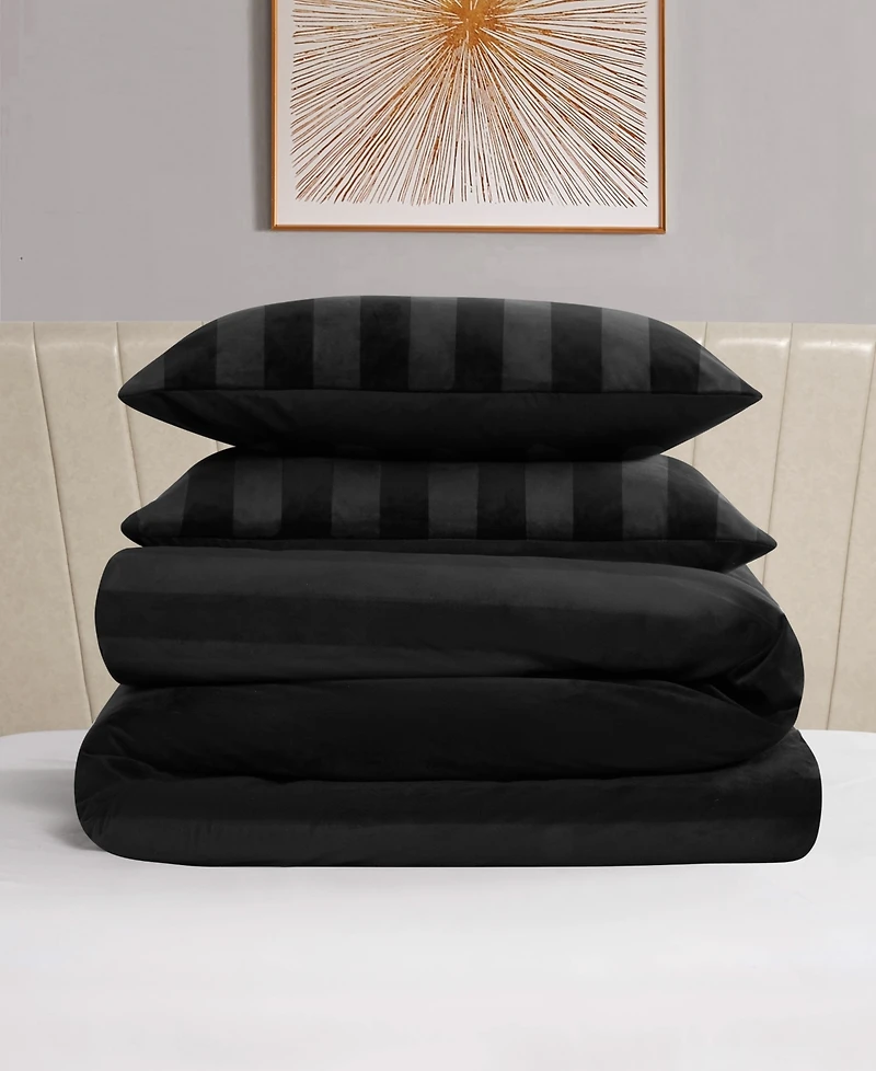 Juicy Couture Jenny Velour Striped Jacquard -Pc. Comforter Set