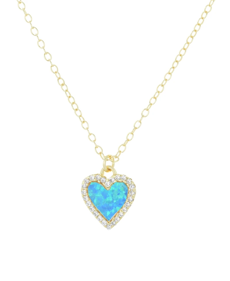 Kamaria Mini Heart Necklace with Lab-Grown Opal 14k Gold Plated Sterling Silver
