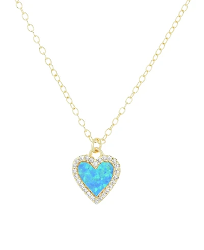 Kamaria Mini Heart Necklace with Lab-Grown Opal 14k Gold Plated Sterling Silver