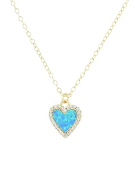 Kamaria Mini Heart Necklace with Lab-Grown Opal 14k Gold Plated Sterling Silver