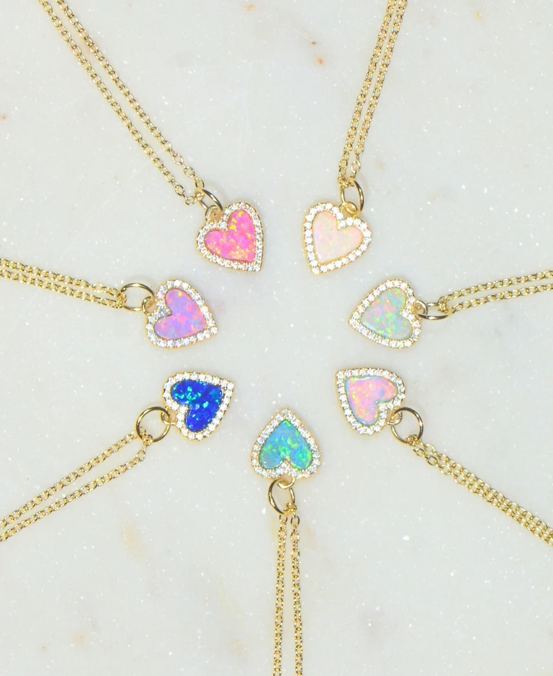 Kamaria Mini Heart Necklace with Lab-Grown Opal 14k Gold Plated Sterling Silver