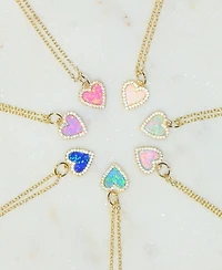 Kamaria Mini Heart Necklace with Lab-Grown Opal 14k Gold Plated Sterling Silver