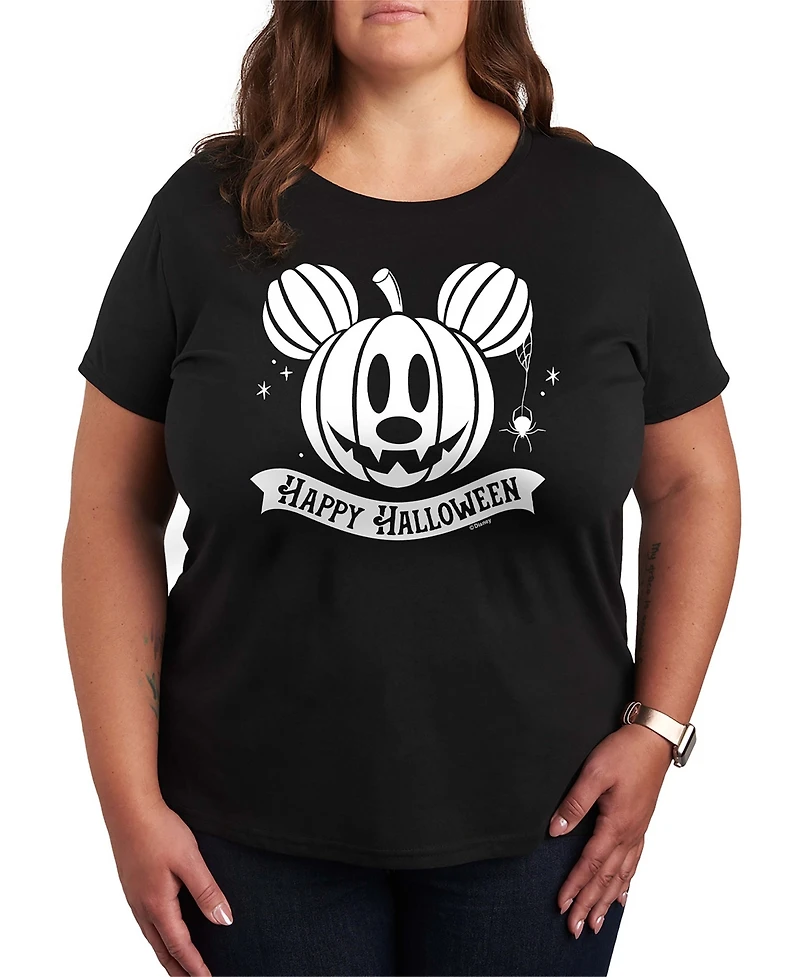 Disney Happy Halloween Mickey Pumpkin Women's Short Sleeve Graphic T-shirts