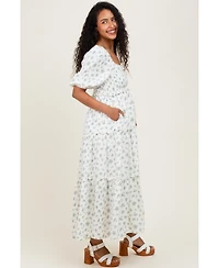 Pinkblush Maternity Pink Floral Smocked Ruffle Tiered Maxi Dress