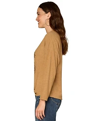 Democracy Petite V-Neck Knot Hem Top