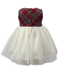 Blueberi Boulevard Baby Girls 2-Piece Holiday Plaid Dress and Coat Set