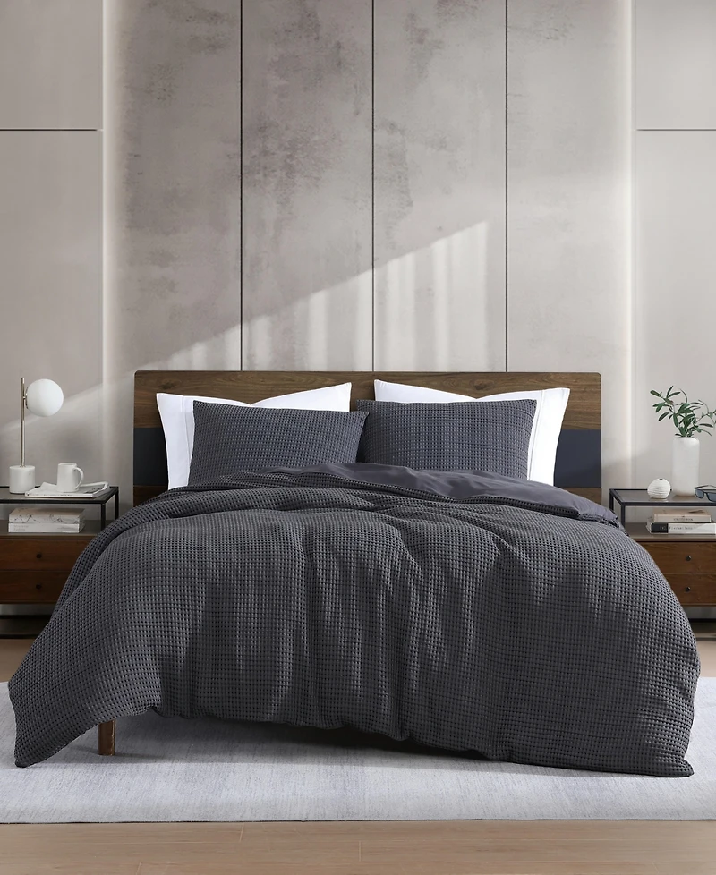 Kenneth Cole New York Solid Waffle 3-Pc. Duvet Cover Set