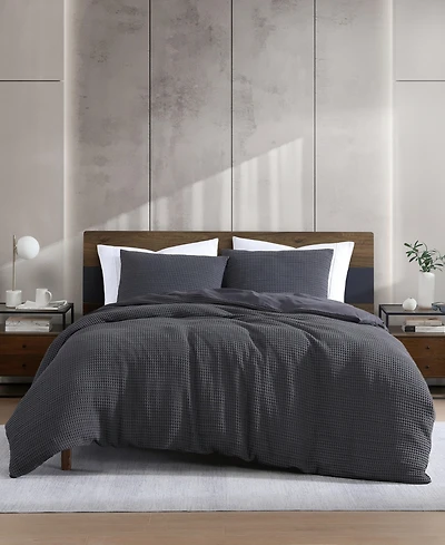 Kenneth Cole New York Solid Waffle 3-Pc. Duvet Cover Set