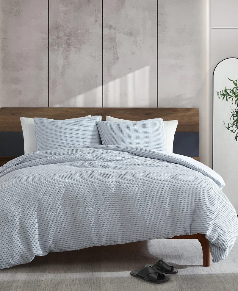 Kenneth Cole New York Solid Waffle 3-Pc. Duvet Cover Set
