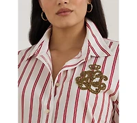 Lauren Ralph Plus Striped Long Sleeve Shirt