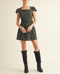 Arose Studio, Inc Women's Plaid Belted Mini Dress