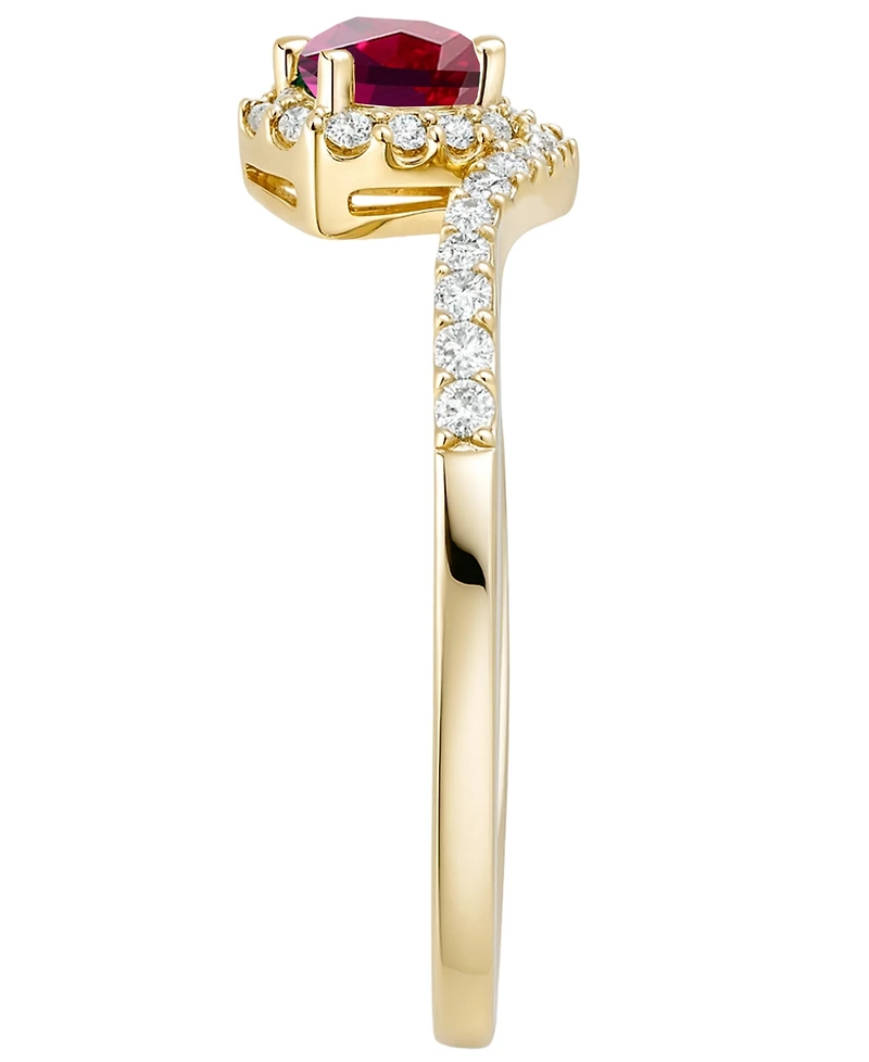 Macy's Lab-Grown Ruby (5/8 ct. t.w.) and Lab-Grown White Sapphire (3/8 ct. t.w.) Ring in 14K Gold Over Sterling Silver