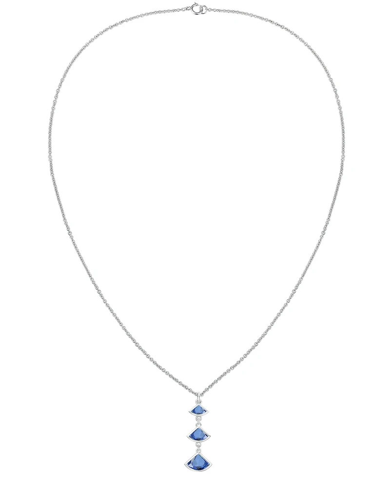 Macy's Lab-Grown Sapphire Pendant Necklace (1-1/5 ct. t.w.) in Sterling Silver