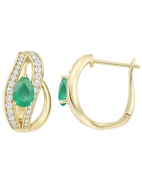 Macy's Emerald (5/8 ct. t.w.) and Diamond (1/3 Drop Earrings 14K Gold (also White Sapphire & Ruby)