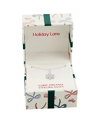 Holiday Lane Cubic Zirconia Snowflake Pendant Necklace in Sterling Silver, Macy's Exclusive